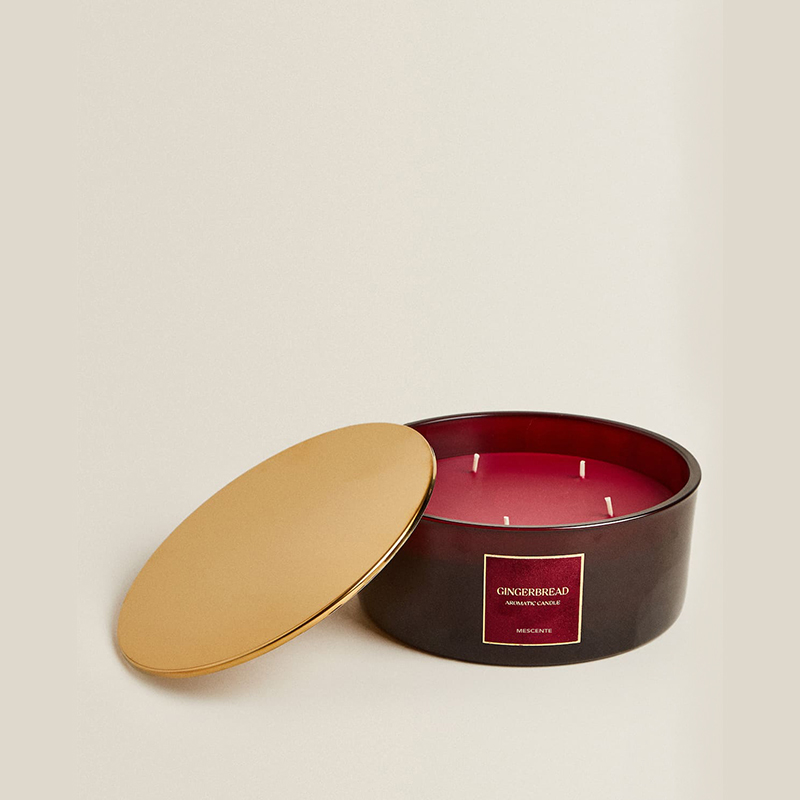 M&Scent เทียนหอม 3 Wicks สำหรับส่วนบุคคลฉลากส่วนตัวหอมแก้วเคลือบสีดำ