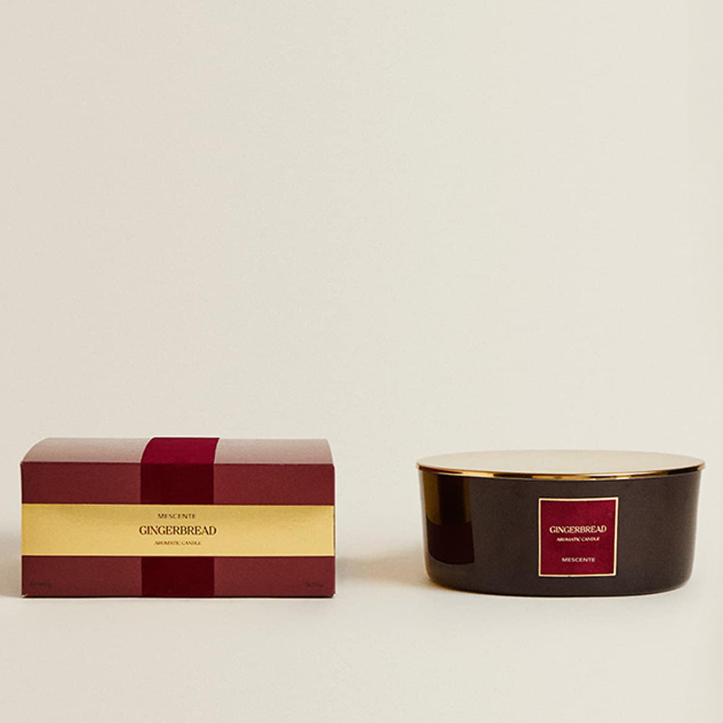 M&Scent เทียนหอม 3 Wicks สำหรับส่วนบุคคลฉลากส่วนตัวหอมแก้วเคลือบสีดำ