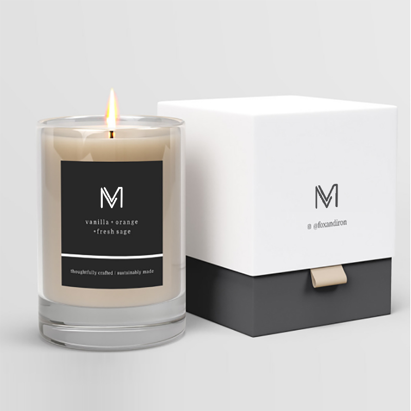 โรงงานขายส่ง M&Scent เทียนหอมระบบควบคุมถั่วเหลืองฉลากส่วนตัวพร้อมกล่องจำนวนมาก