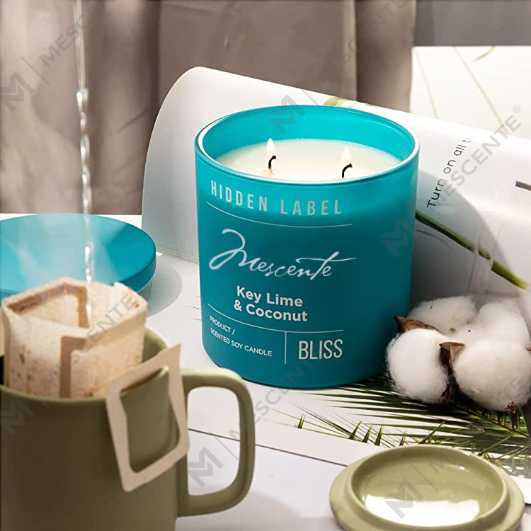 M&Scent ขายส่งฉลากส่วนตัวสุดหรูขวดดำเทียนขี้ผึ้งถั่วเหลืองพร้อมคริสตัล