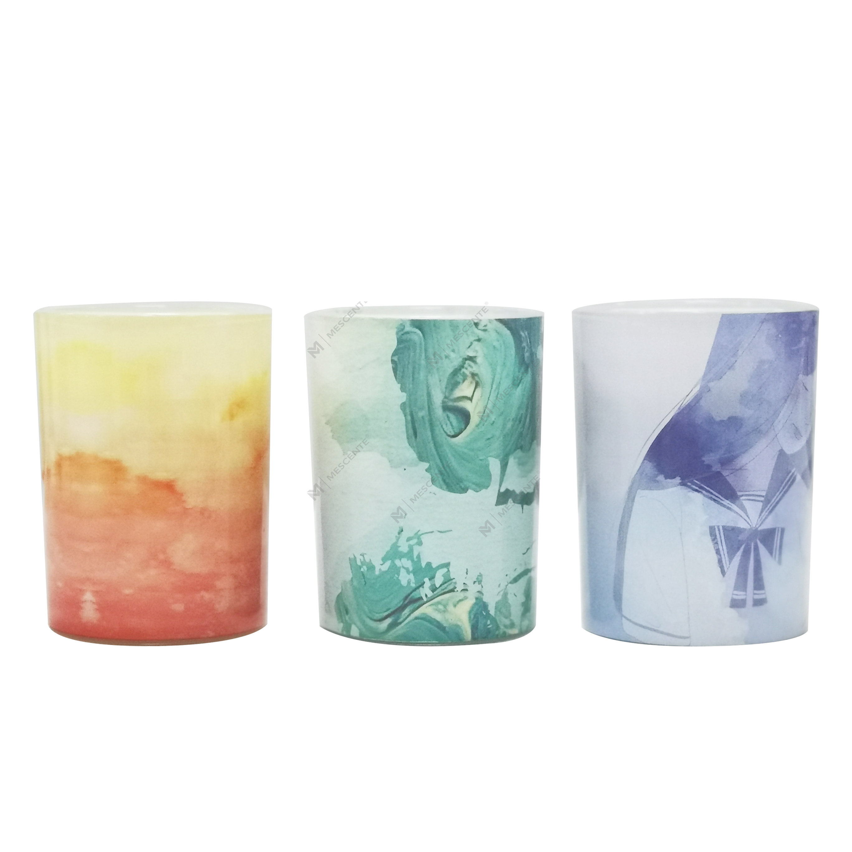 M&Scent ขายส่งฉลากส่วนตัวเทียนขวดแก้วสีเขียวปาล์มเทียนจิตวิญญาณ