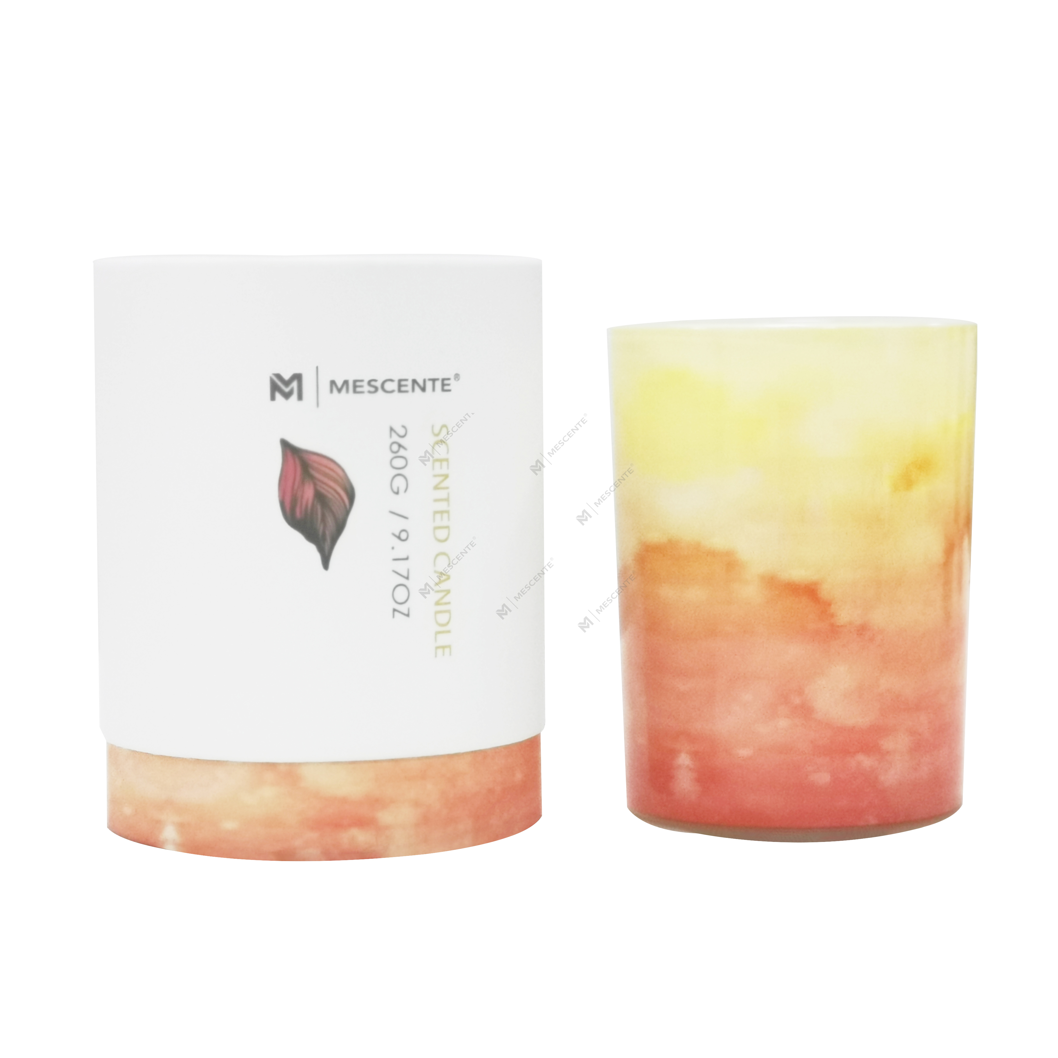 M&Scent ขายส่งฉลากส่วนตัวเทียนขวดแก้วสีเขียวปาล์มเทียนจิตวิญญาณ