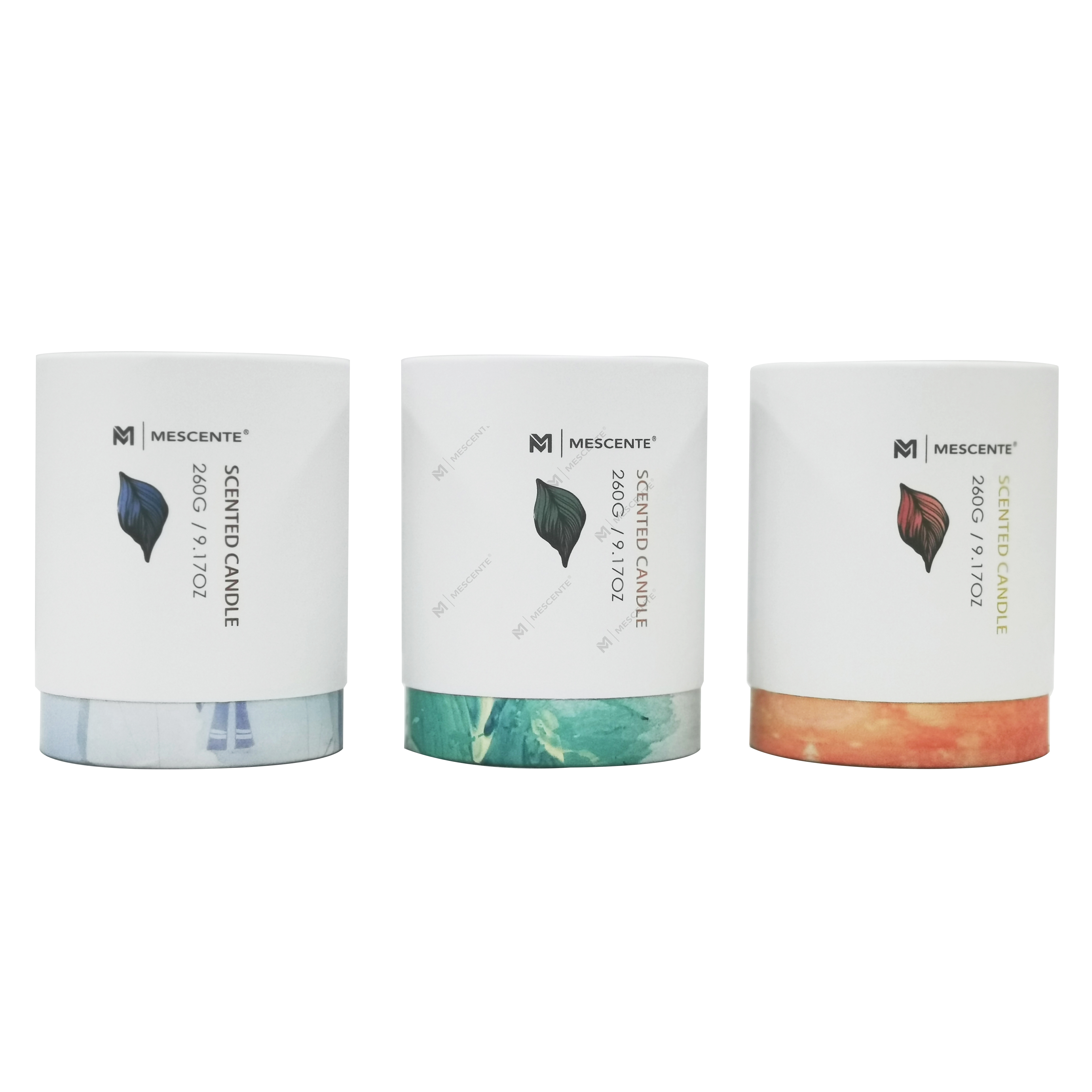 M&Scent ขายส่งฉลากส่วนตัวเทียนขวดแก้วสีเขียวปาล์มเทียนจิตวิญญาณ