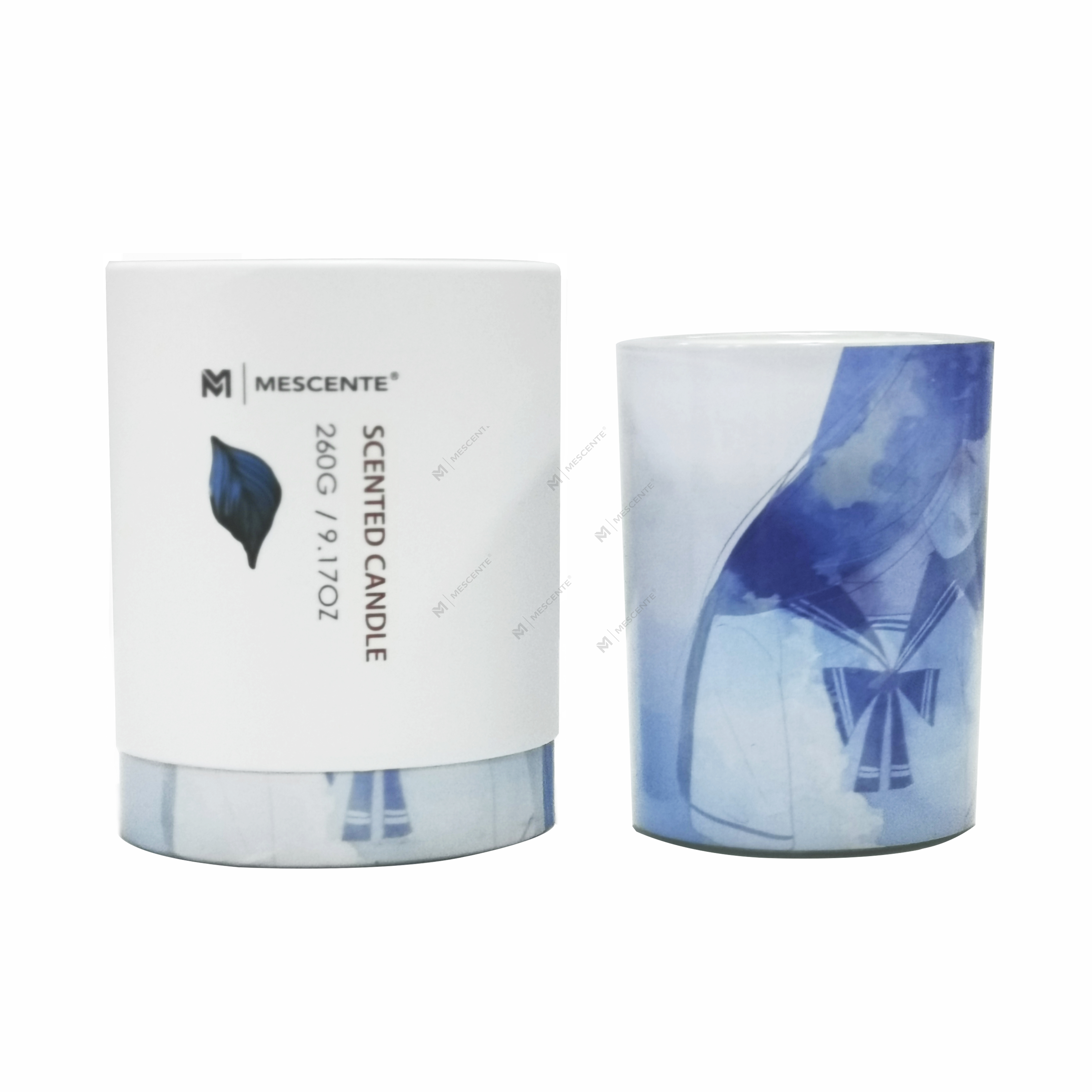M&Scent ขายส่งฉลากส่วนตัวเทียนขวดแก้วสีเขียวปาล์มเทียนจิตวิญญาณ
