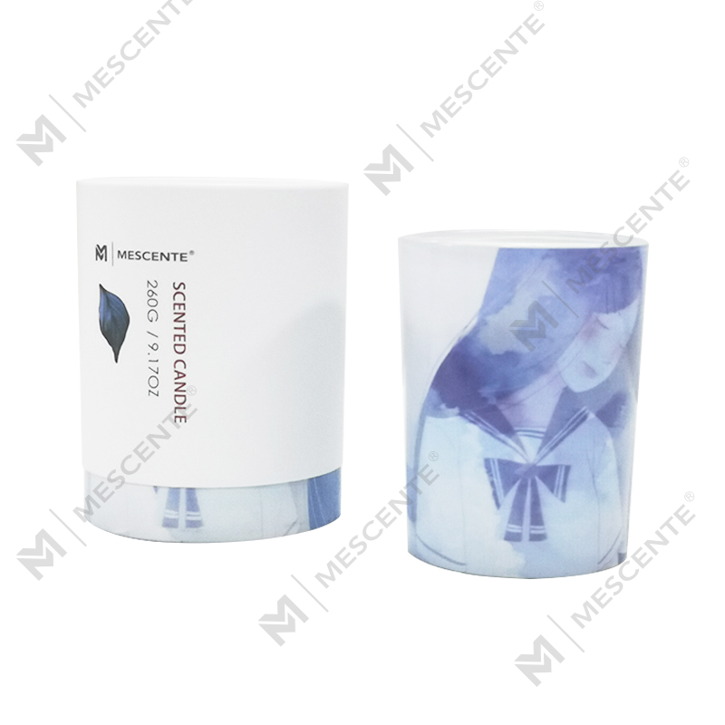 M&Scent ขายส่งฉลากส่วนตัวเทียนขวดแก้วสีเขียวปาล์มเทียนจิตวิญญาณ