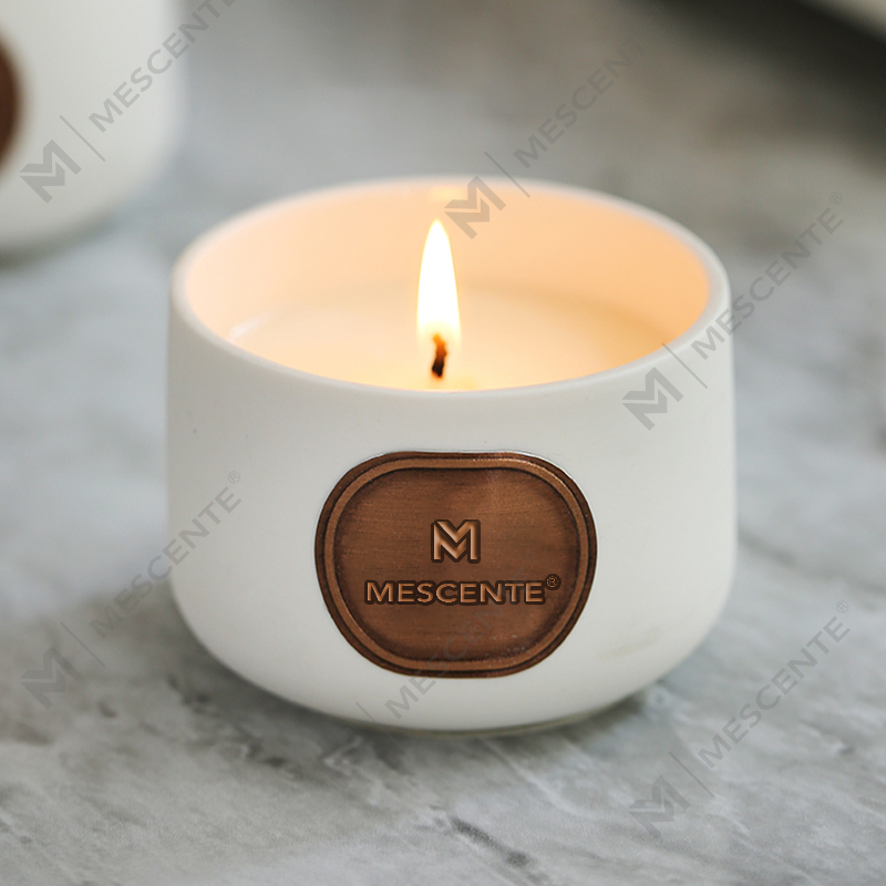 M&Scent ชุดของขวัญเทียนหอมขี้ผึ้งมะพร้าวเซรามิกฉลากส่วนตัว