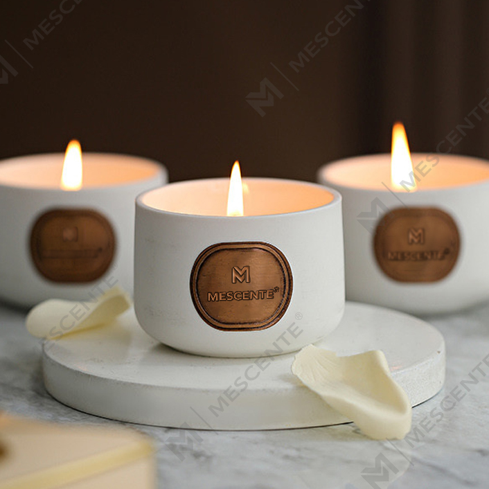 M&Scent ชุดของขวัญเทียนหอมขี้ผึ้งมะพร้าวเซรามิกฉลากส่วนตัว