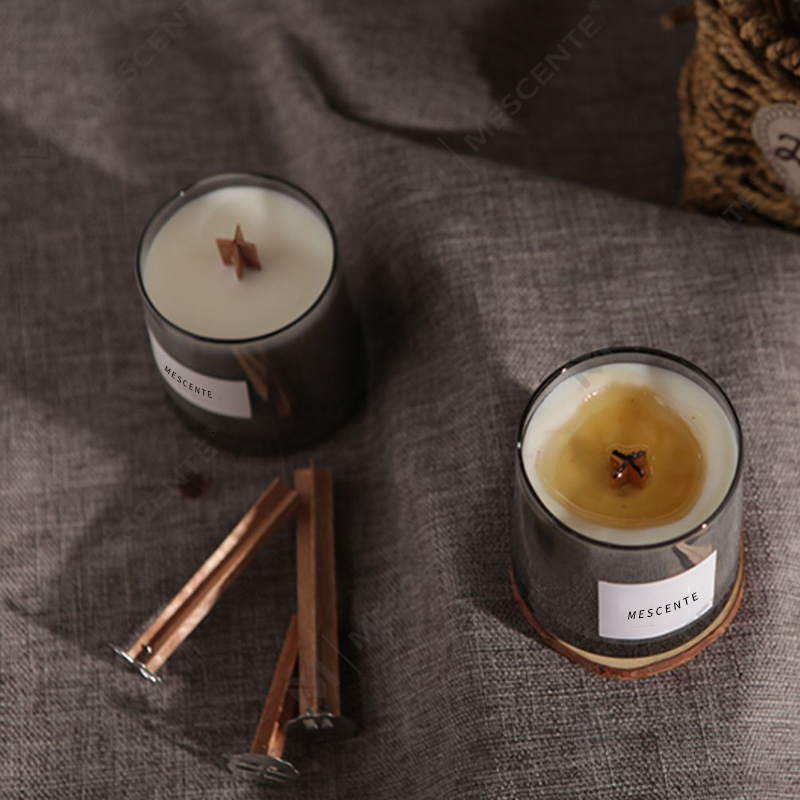M&Scent ขวดแก้วหรูหรา ไส้เทียนไม้คริสตัล เทียนหอมขี้ผึ้งถั่วเหลือง เทียนงานแต่งงาน