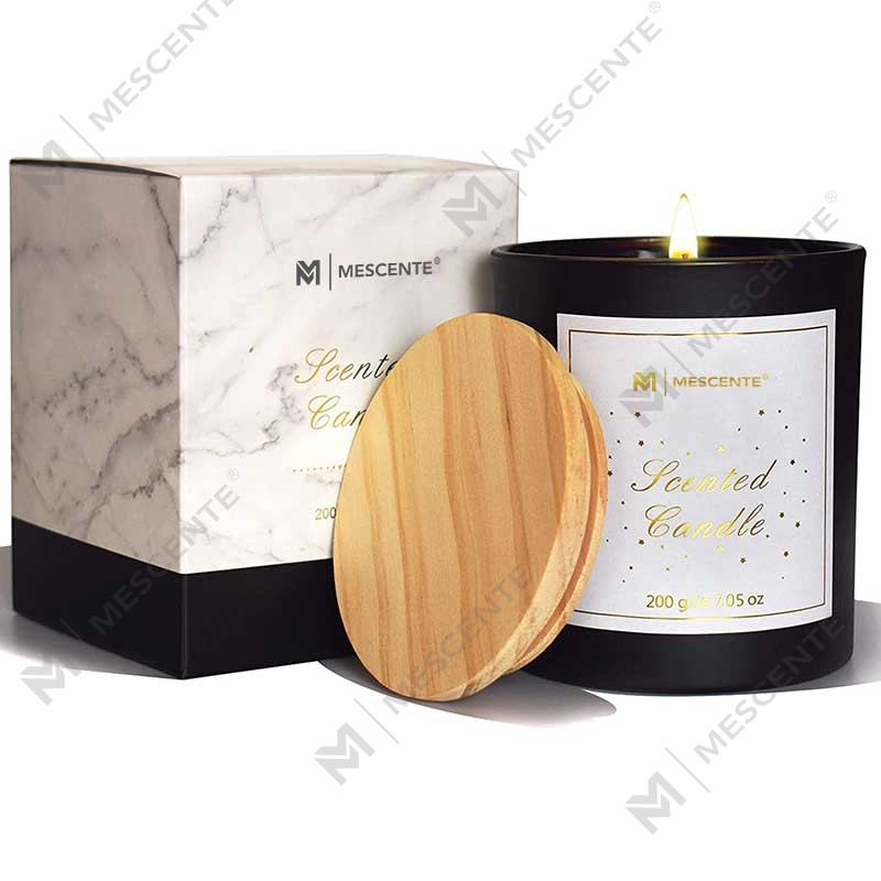 M&Scent โลโก้ที่กำหนดเองมินิขวดแก้วคริสตัลกลมกาแฟที่แข็งแกร่งเทียนหอมขี้ผึ้งถั่วเหลืองพร้อมกล่องจำนวนมาก
