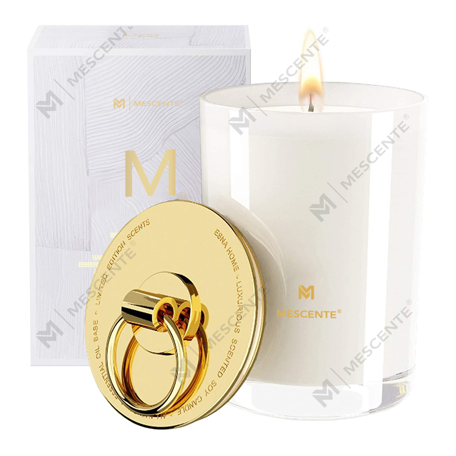M&Scent Luxury White Soy Wax โลโก้งานแต่งงานเทียนหอม,CUSTOM Camp เทียน