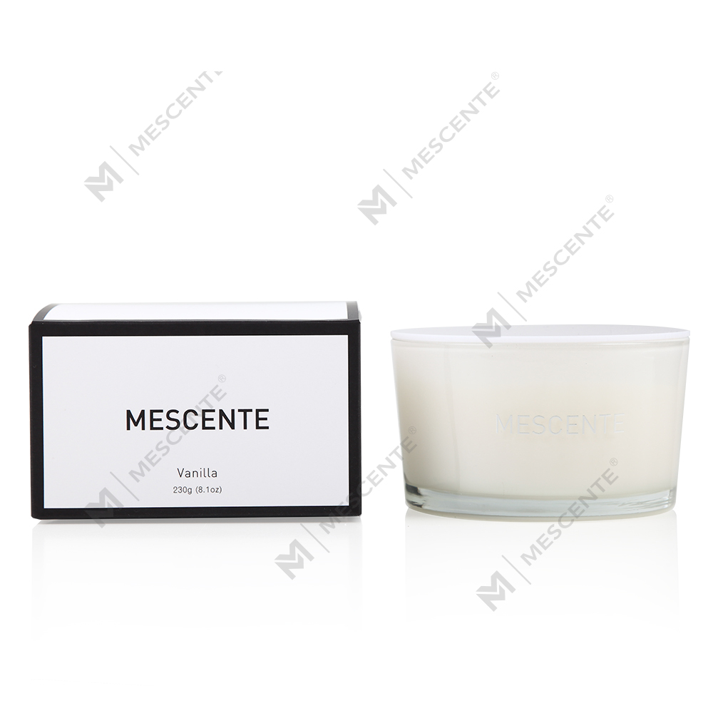Mescente ขายส่งขวดแก้วฉลากส่วนตัว 3 Wick เทียนหอมขี้ผึ้งถั่วเหลือง 100%
