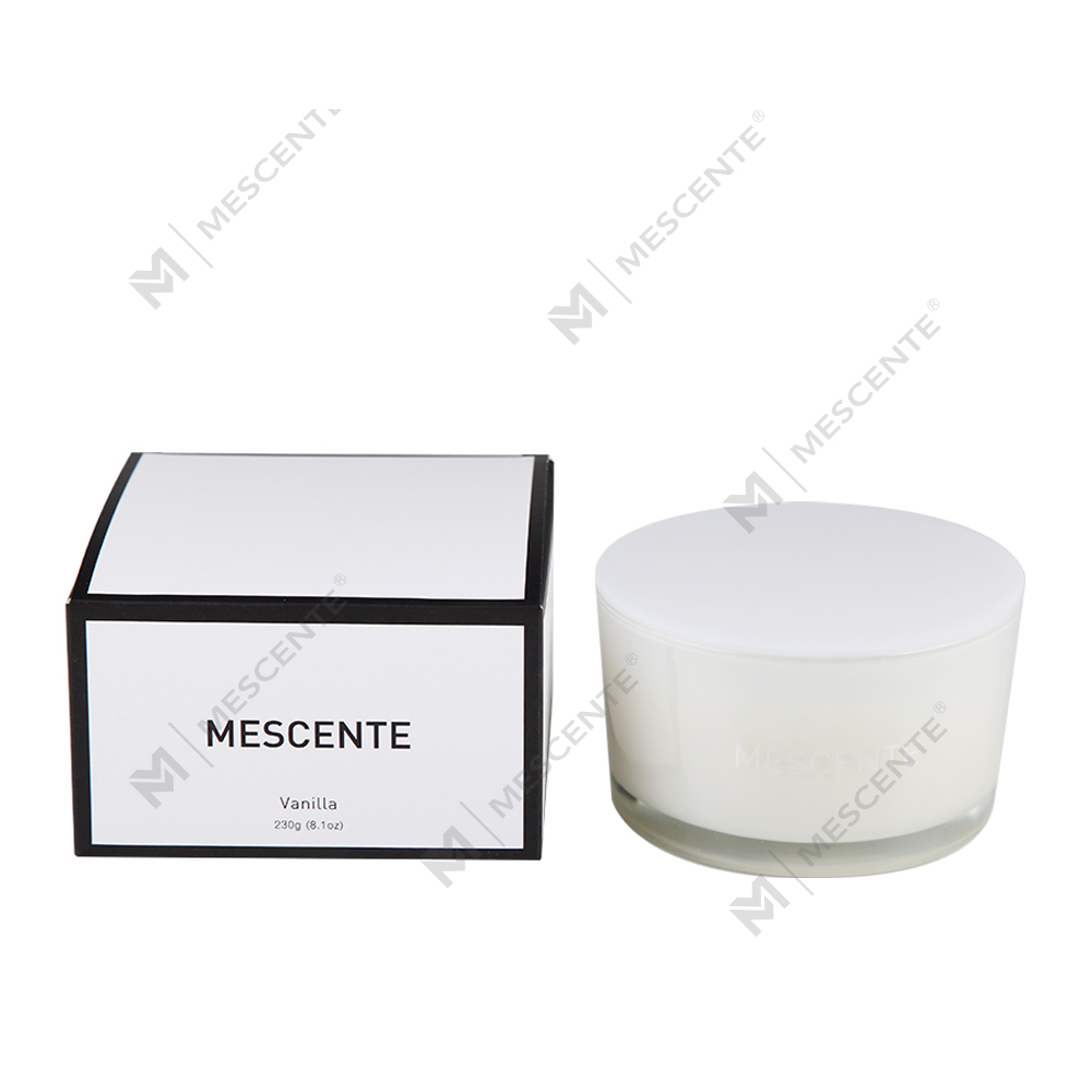 Mescente ขายส่งขวดแก้วฉลากส่วนตัว 3 Wick เทียนหอมขี้ผึ้งถั่วเหลือง 100%