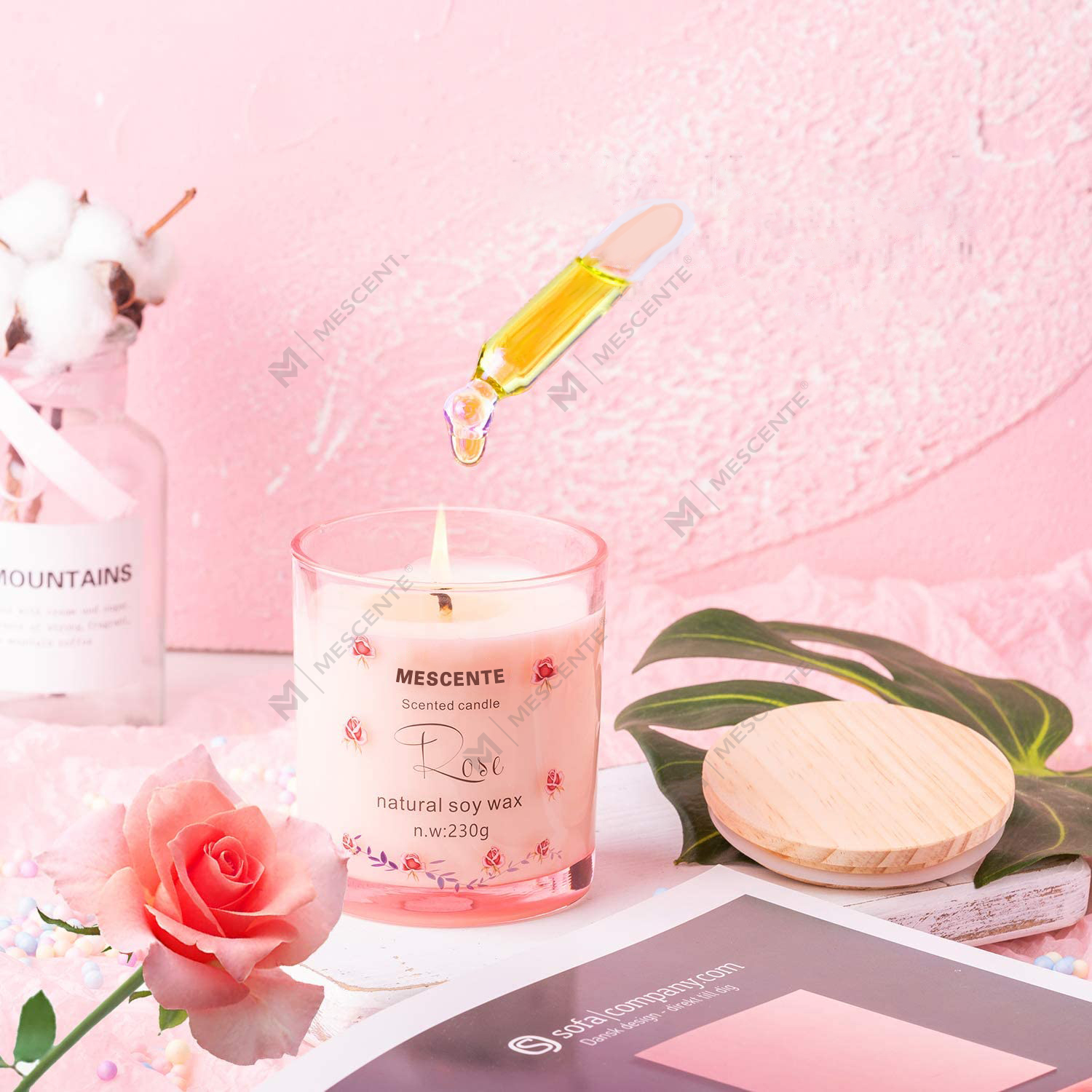 M&Scent ที่วางแก้วหรูหราแฮนด์เมดจิตวิญญาณเซรามิกเสาเทียนหอมวานิลลาพร้อมคริสตัล