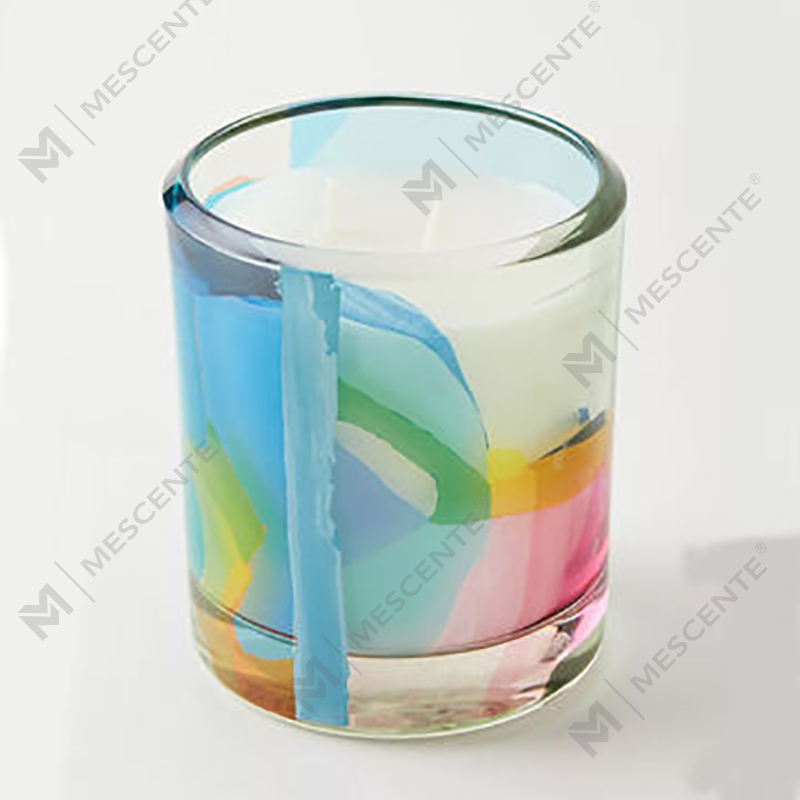 M&Scent ขายส่งหรูหราตกแต่งแบบกำหนดเองฉลากส่วนตัวเทียนขี้ผึ้งถั่วเหลืองคริสตัลแก้วสีดำ