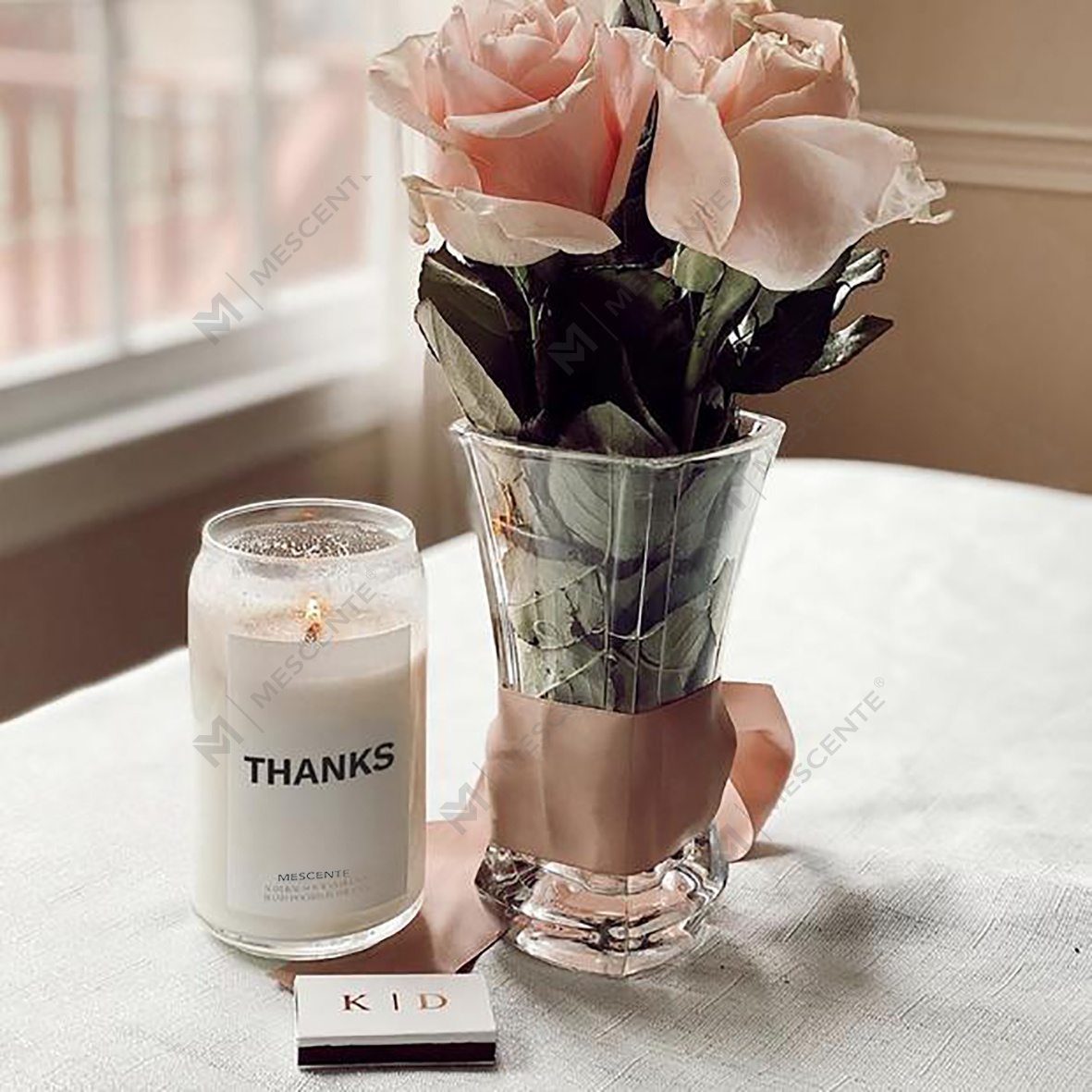 M&Scent เทียนเซรามิกมิลค์กี้ Woodwick ออร์แกนิกที่กำหนดเอง, ภาชนะเทียน