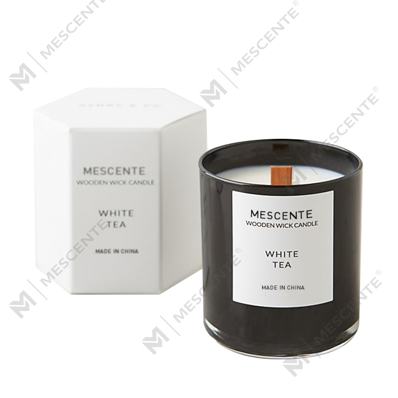 Mescente เทียนหอมถั่วเหลืองฉลากส่วนตัวชาขาวในขวด