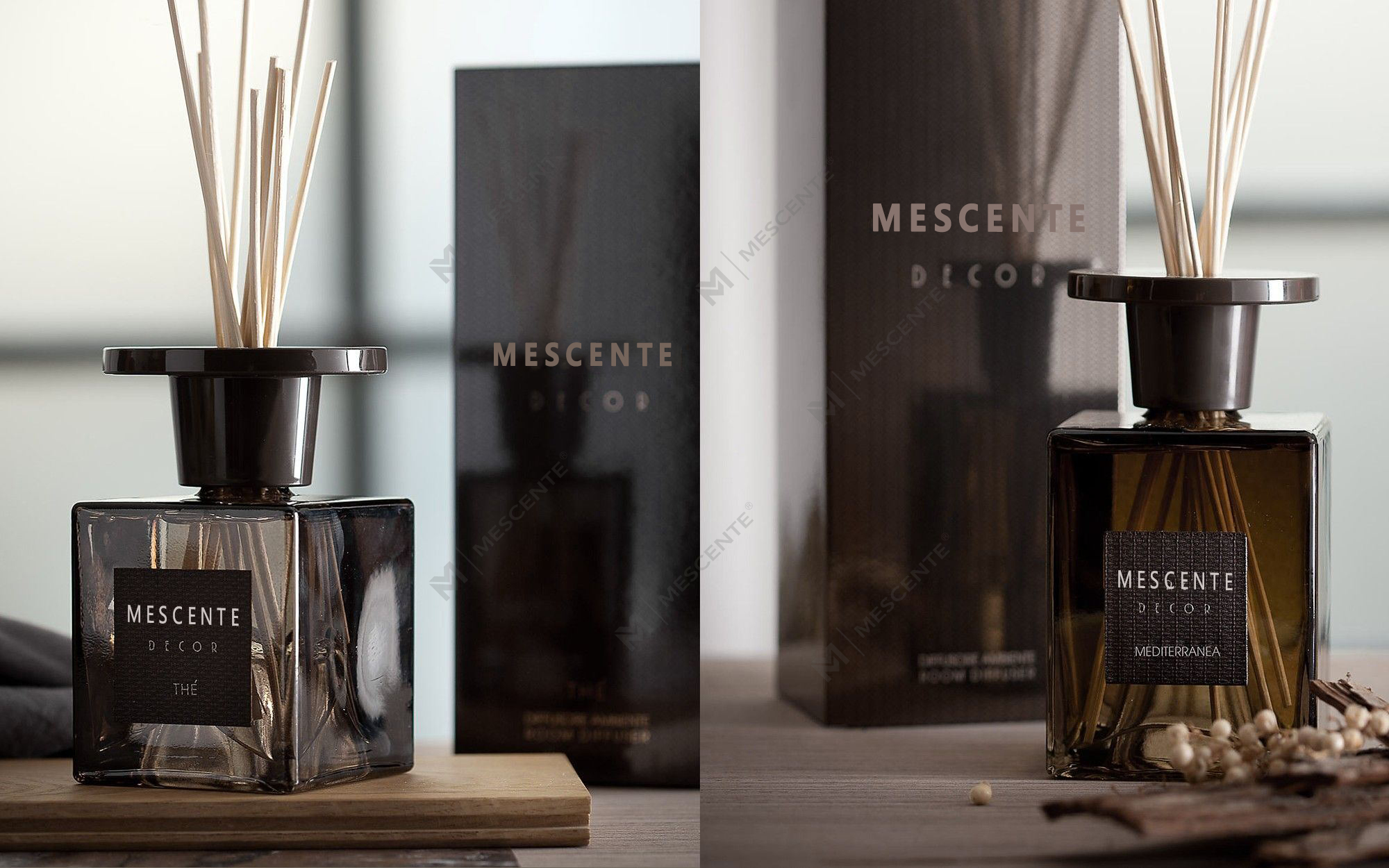 Mescente 2pk 120ml ชุดไม้กระจายกลิ่นดอกแดนดิไลอันสีขาว, ชุดไม้กระจายกลิ่นกกฉลากส่วนตัว