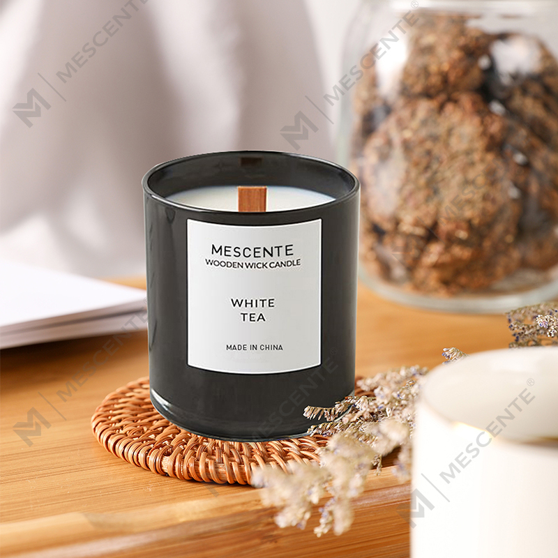 Mescente เทียนหอมถั่วเหลืองฉลากส่วนตัวชาขาวในขวด