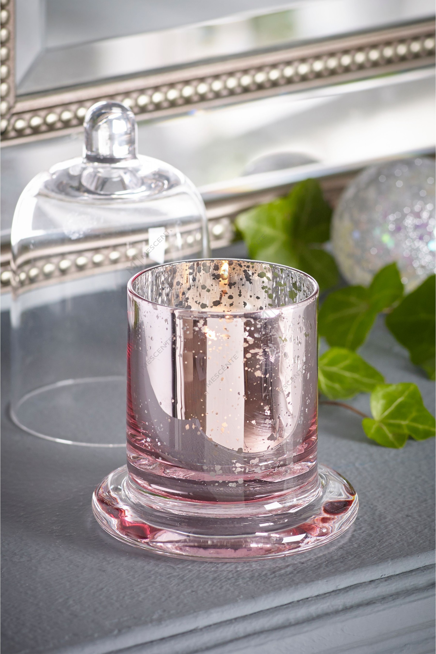 Mescente Luxury Silver Domed cover เชิงเทียนหอม แก้วโดม Jars
