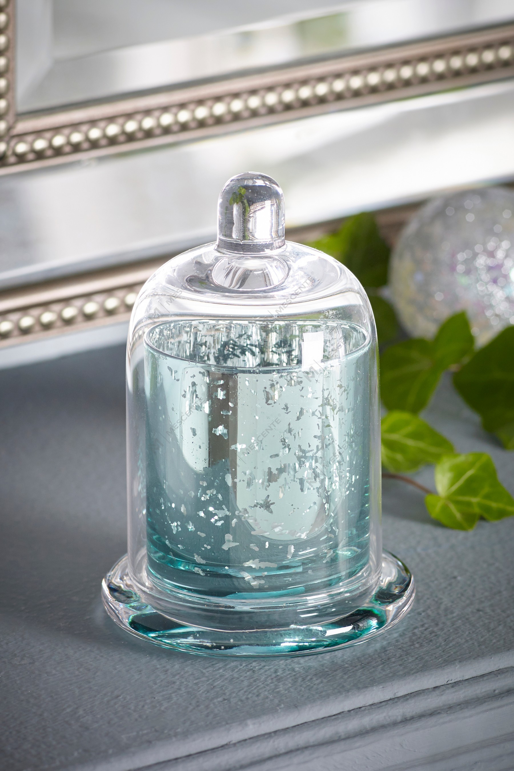 Mescente Luxury Silver Domed cover เชิงเทียนหอม แก้วโดม Jars