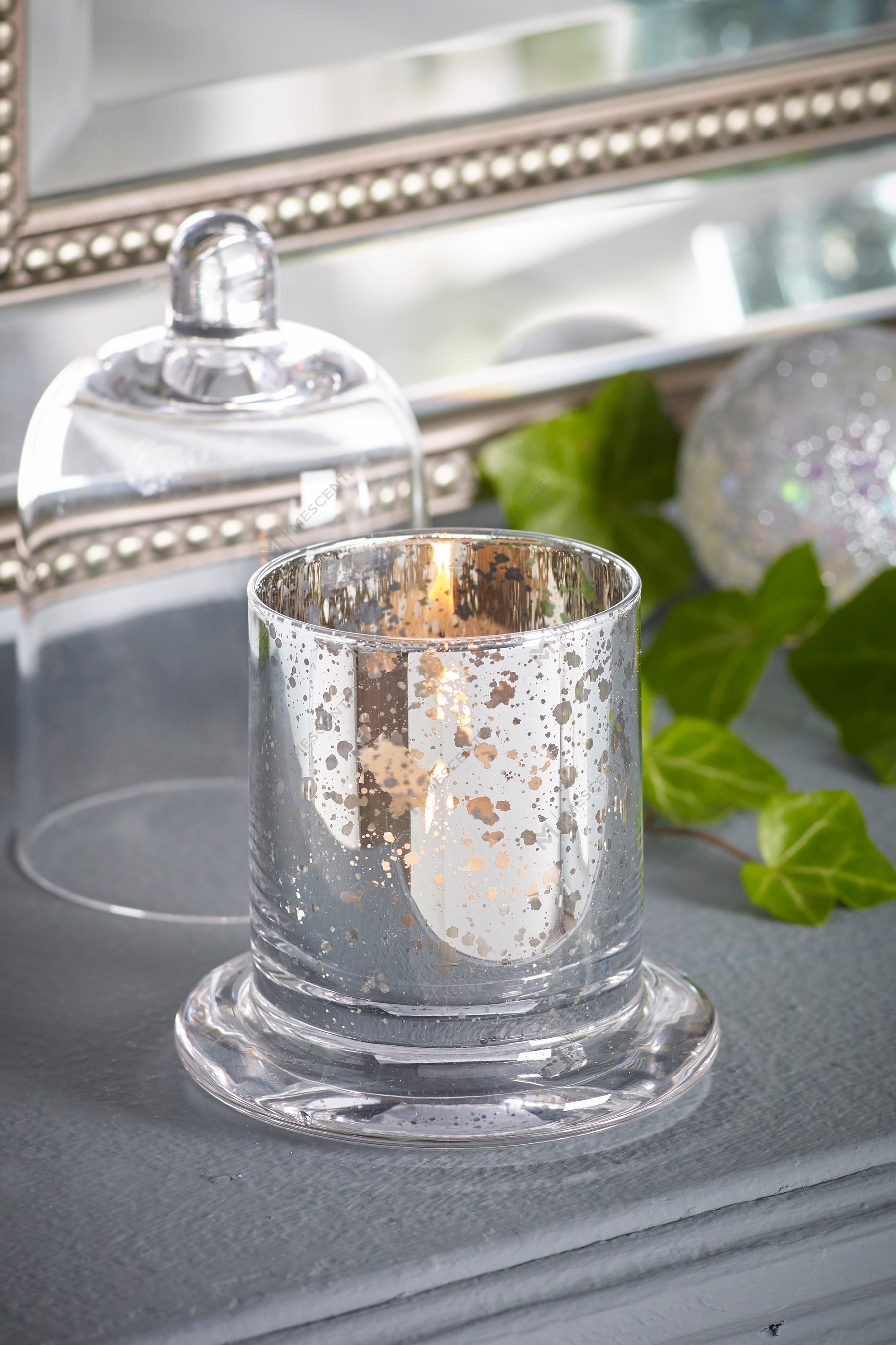 Mescente Luxury Silver Domed cover เชิงเทียนหอม แก้วโดม Jars