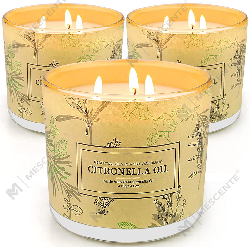 ยาวนาน 3 Wick Jar น้ำมันหอมระเหยตะไคร้หอมน้ำมันเทียนชุดสำหรับ Home Garden Patio ระเบียง
