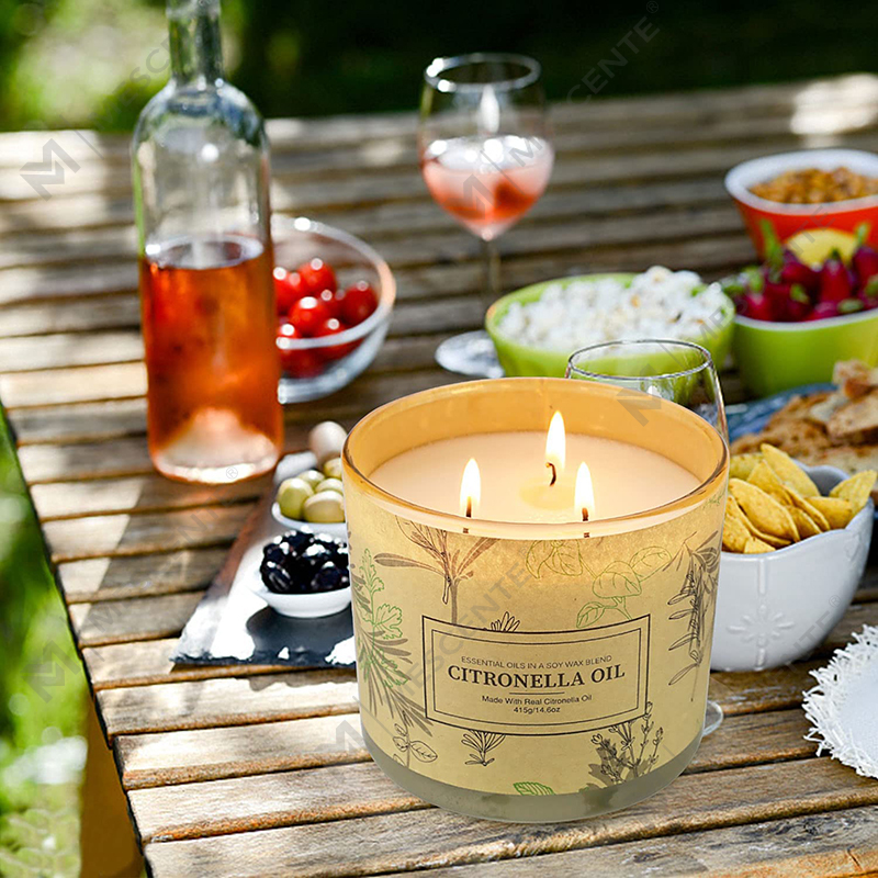 ยาวนาน 3 Wick Jar น้ำมันหอมระเหยตะไคร้หอมน้ำมันเทียนชุดสำหรับ Home Garden Patio ระเบียง