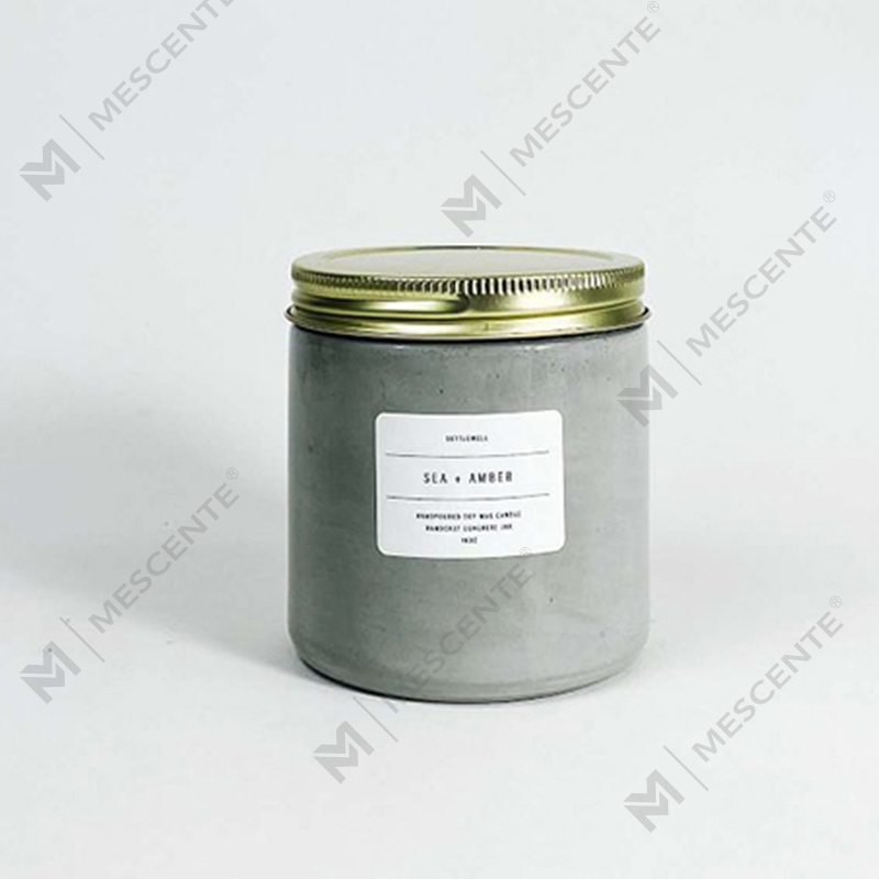 เทียนหอมขวดคอนกรีตสั่งทำพิเศษสีขาวพร้อมฝาปิด