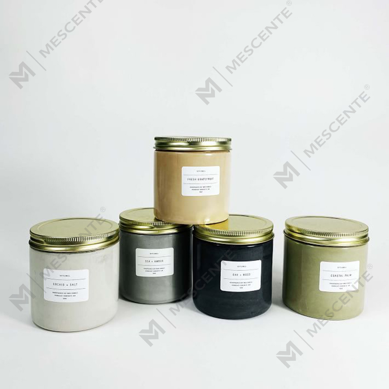 เทียนหอมขวดคอนกรีตสั่งทำพิเศษสีขาวพร้อมฝาปิด