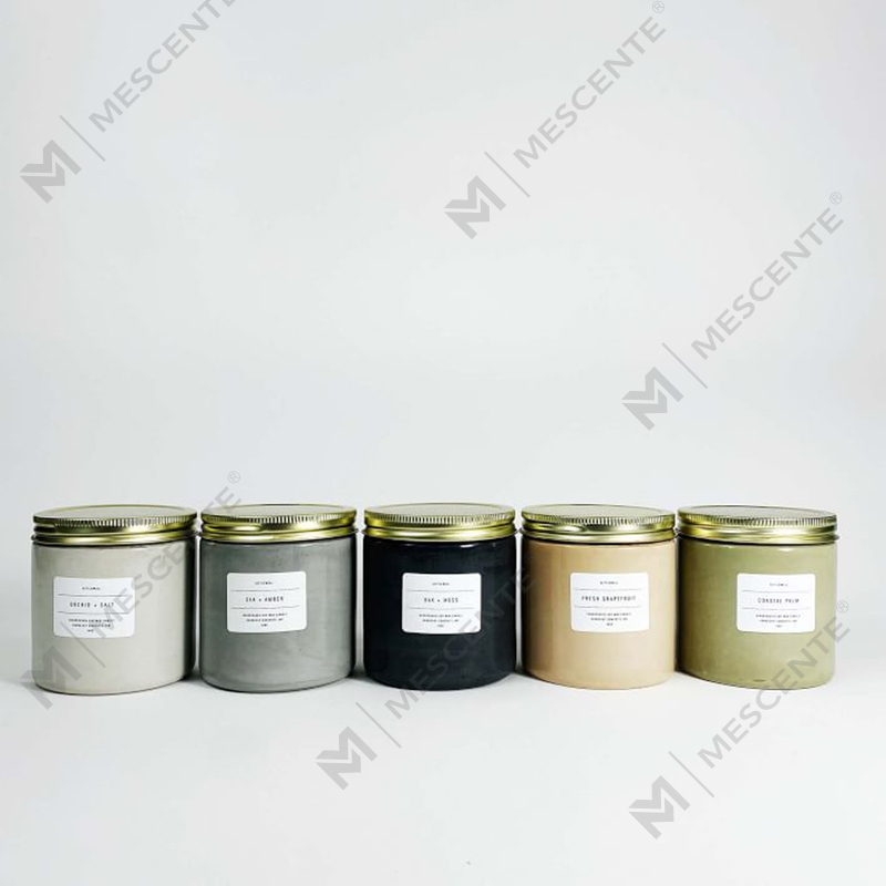 เทียนหอมขวดคอนกรีตสั่งทำพิเศษสีขาวพร้อมฝาปิด