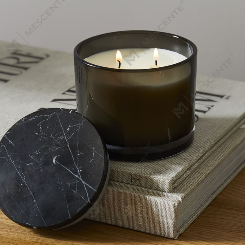 ขายส่ง Low Moq Luxury ไม่มีป้ายกำกับ 2 Wick Vitrina Marble Lidded Candle