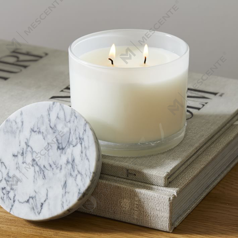 ขายส่ง Low Moq Luxury ไม่มีป้ายกำกับ 2 Wick Vitrina Marble Lidded Candle