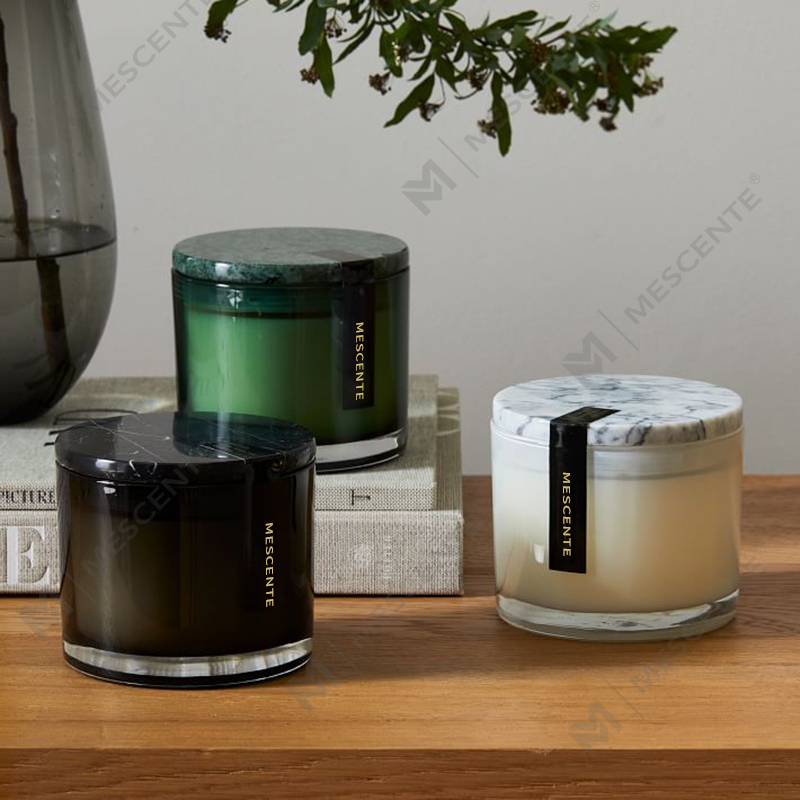 ขายส่ง Low Moq Luxury ไม่มีป้ายกำกับ 2 Wick Vitrina Marble Lidded Candle