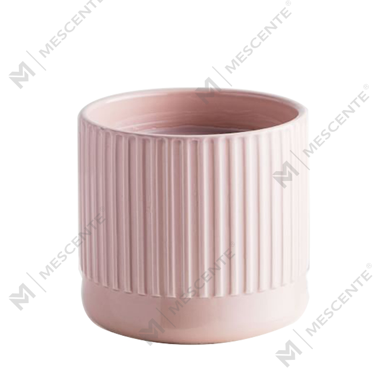 ร้านค้าตามสั่งขายไม่มีฉลาก Fluted Pink Ceramic Trio Amber Scented Soy Candle