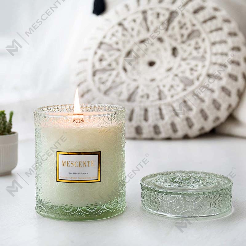 M&S cent เทียนสปากลิ่นดอกไม้แห้งขี้ผึ้งยูคาลิปตัสสเปียร์มิ้นต์โฮมเมด