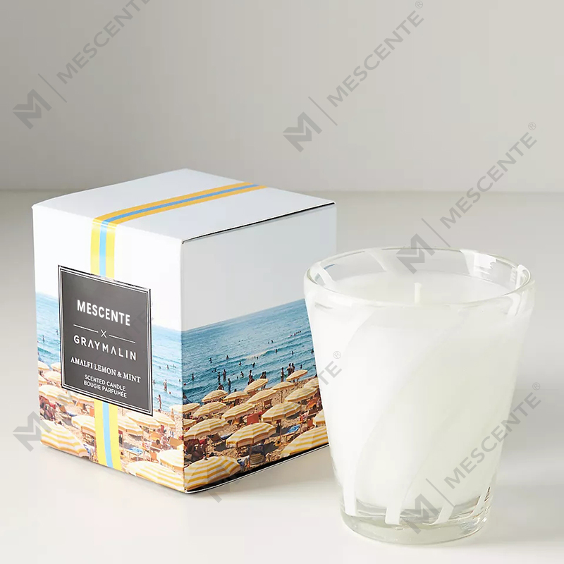 M&Scent ขี้ผึ้งถั่วเหลืองสีขาวหรูหราส่วนบุคคลโลโก้งานแต่งงานเทียนหอม