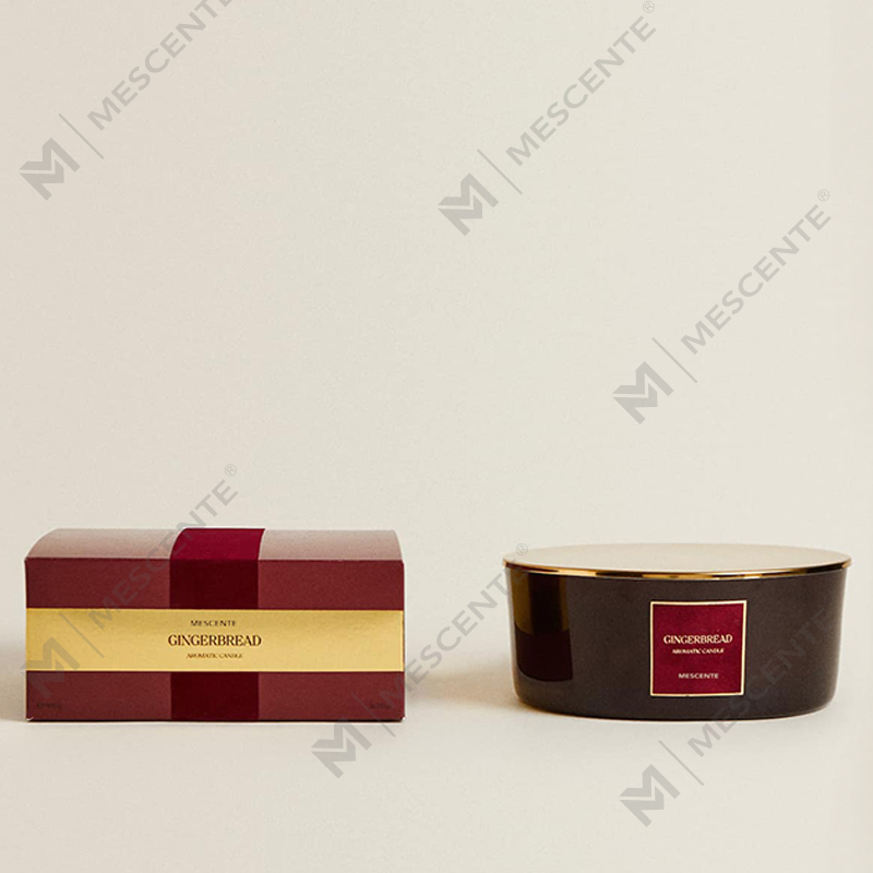 M&Scent เทียนหอม 3 Wicks หรูหราแบบกำหนดเองส่วนบุคคลฉลากส่วนตัวเทียนหอมแก้วเคลือบสีดำ