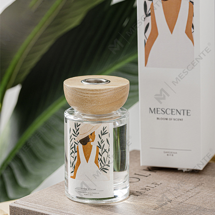 M&Scent ขายส่งขวดแก้วฉลากส่วนตัวชุดไม้กระจายกลิ่นกกพร้อมจุก