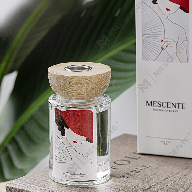 M&Scent ขายส่งขวดแก้วฉลากส่วนตัวชุดไม้กระจายกลิ่นกกพร้อมจุก