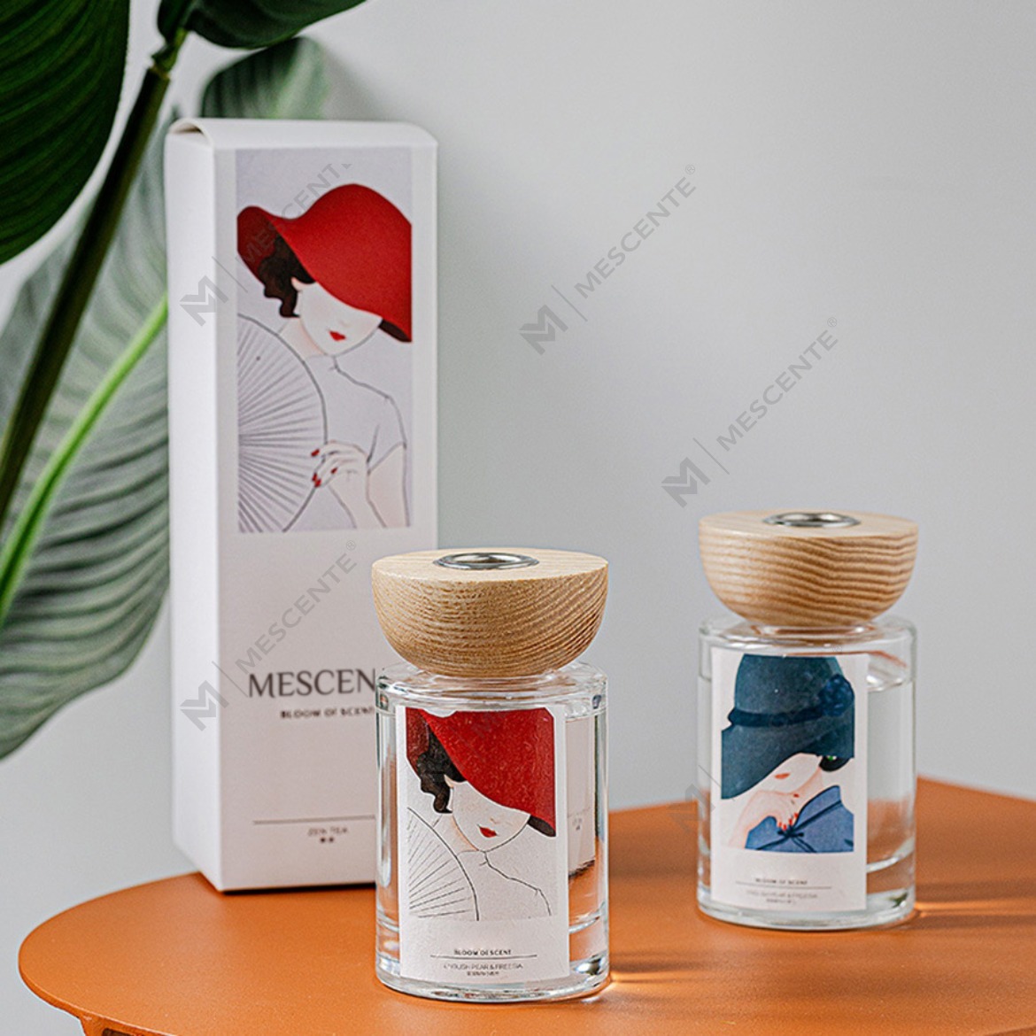 M&Scent ขายส่งขวดแก้วฉลากส่วนตัวชุดไม้กระจายกลิ่นกกพร้อมจุก